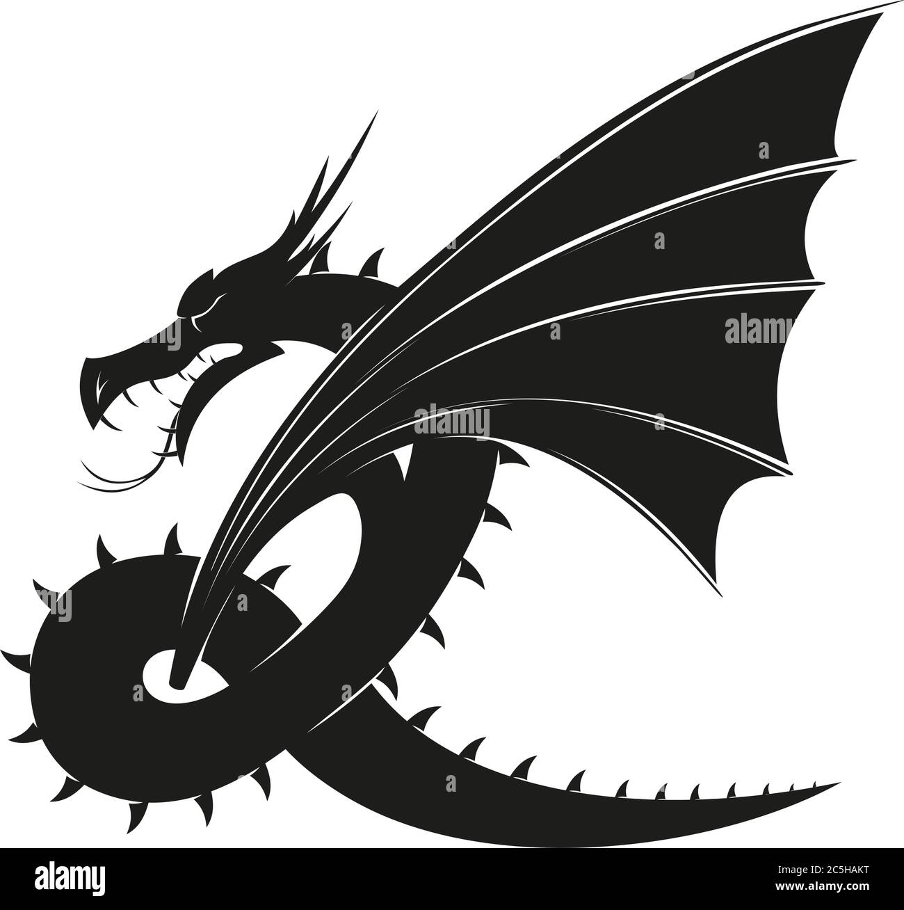 evil black dragon Stock Vector