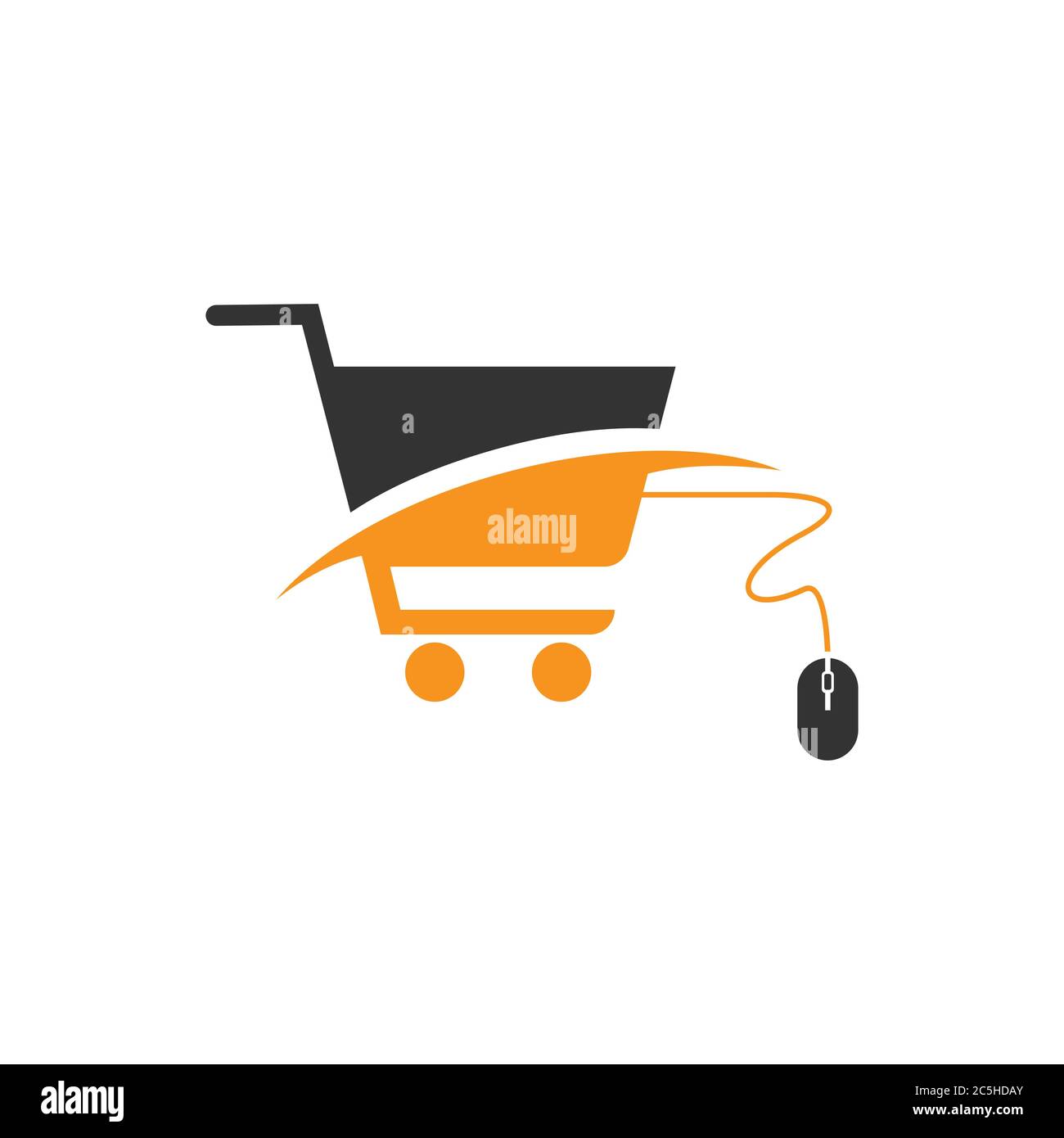 Online shop logo design vector illustrtaion. Mobile online shopping
