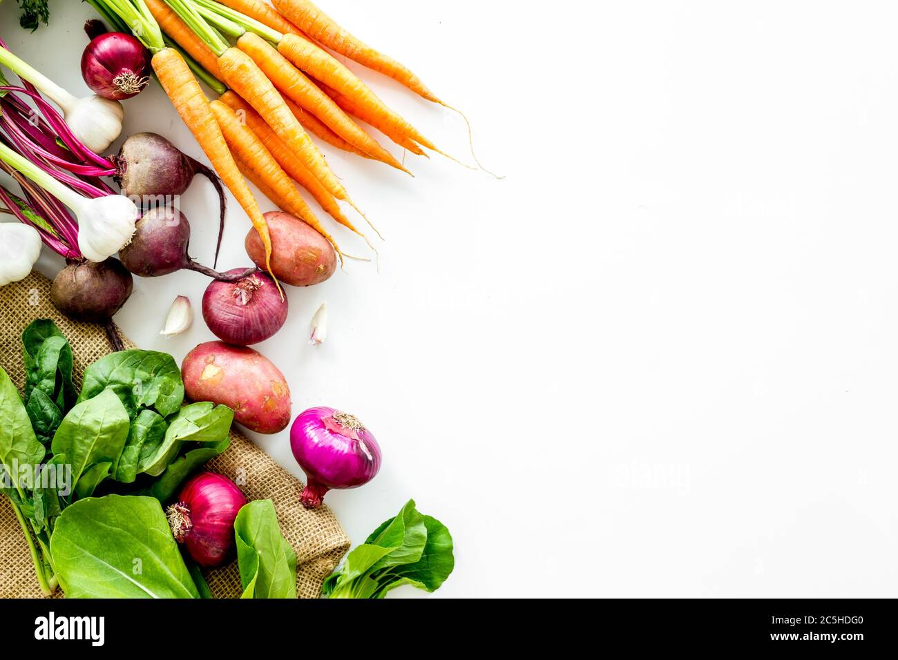 Healthy food. Vegetables - carrot, beet, potato - top view frame copy ...