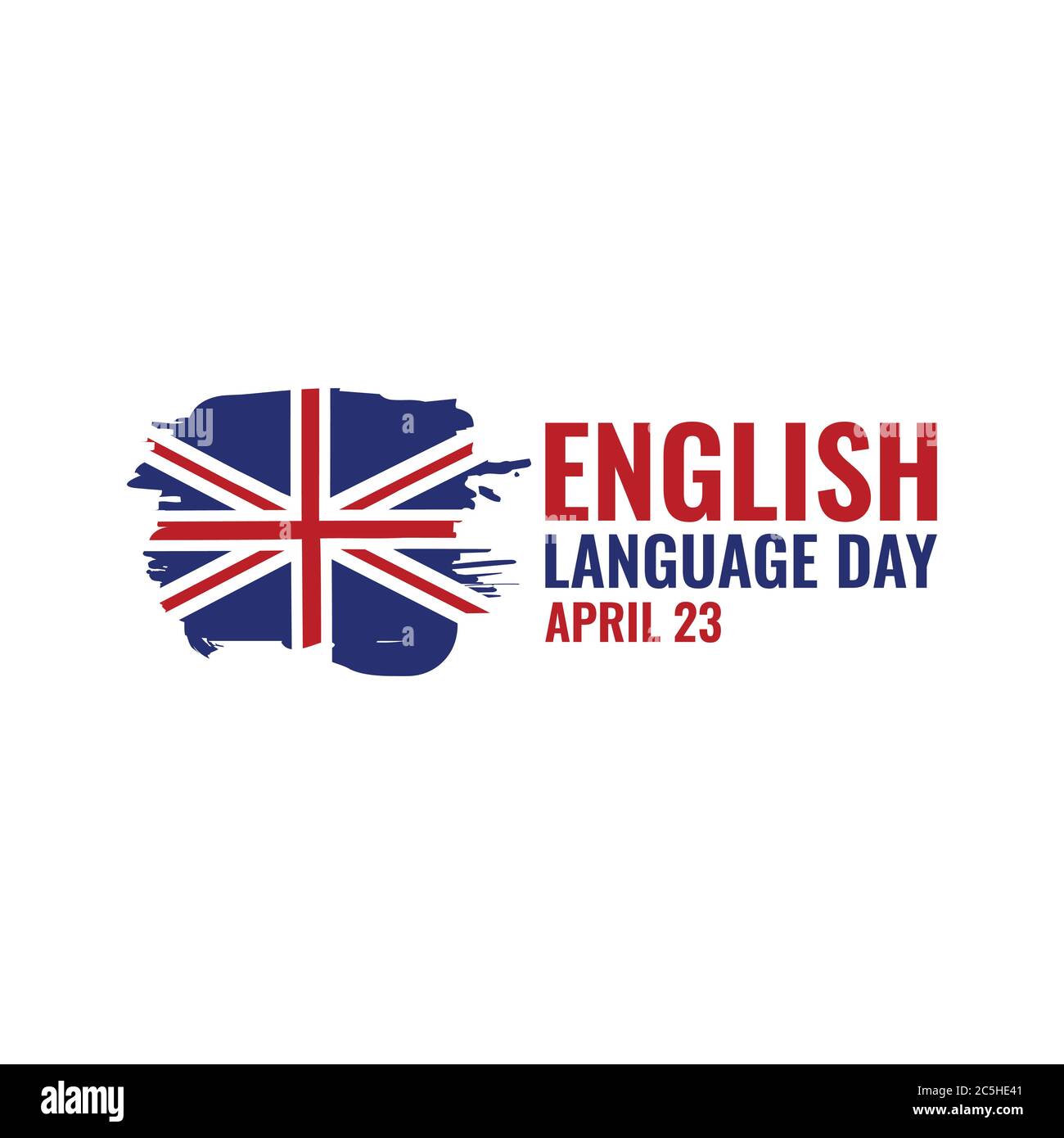 English language day banner vector image. Text with national flag of