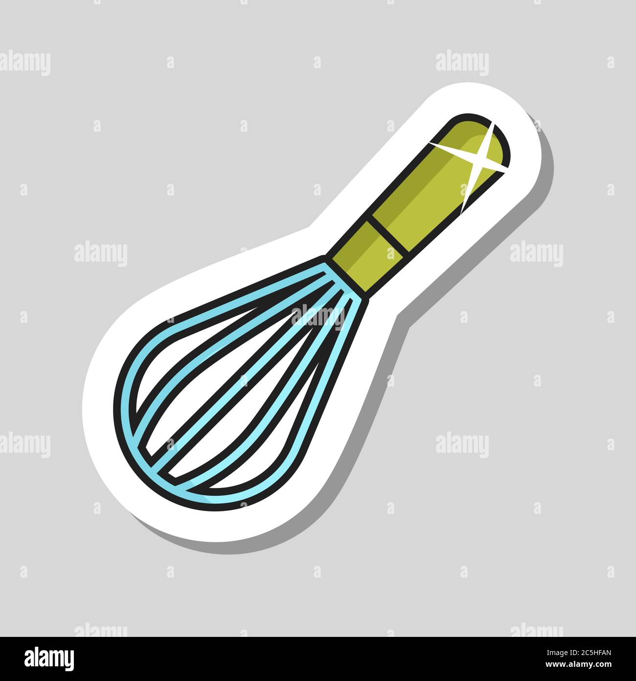 Balloon whisk for mixing and whisking vector icon. Kitchen appliance