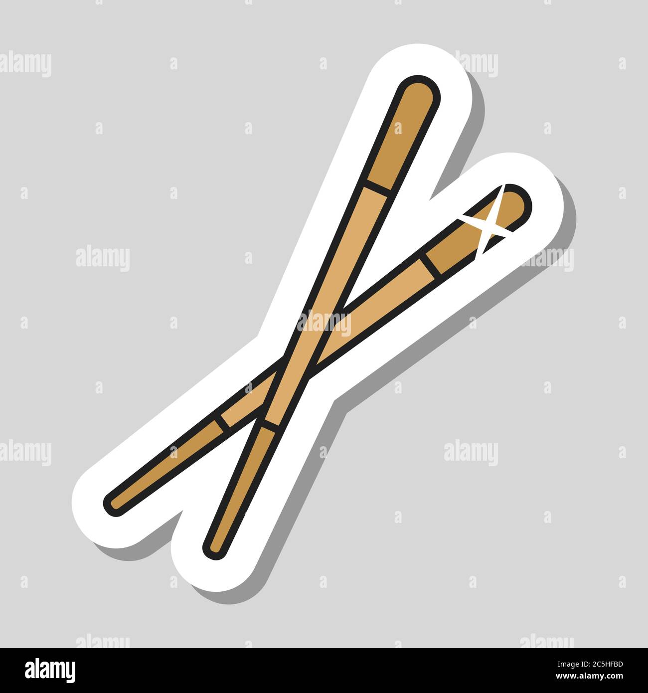 Chinese chopsticks, chop sticks vector icon. Kitchen appliance. Graph