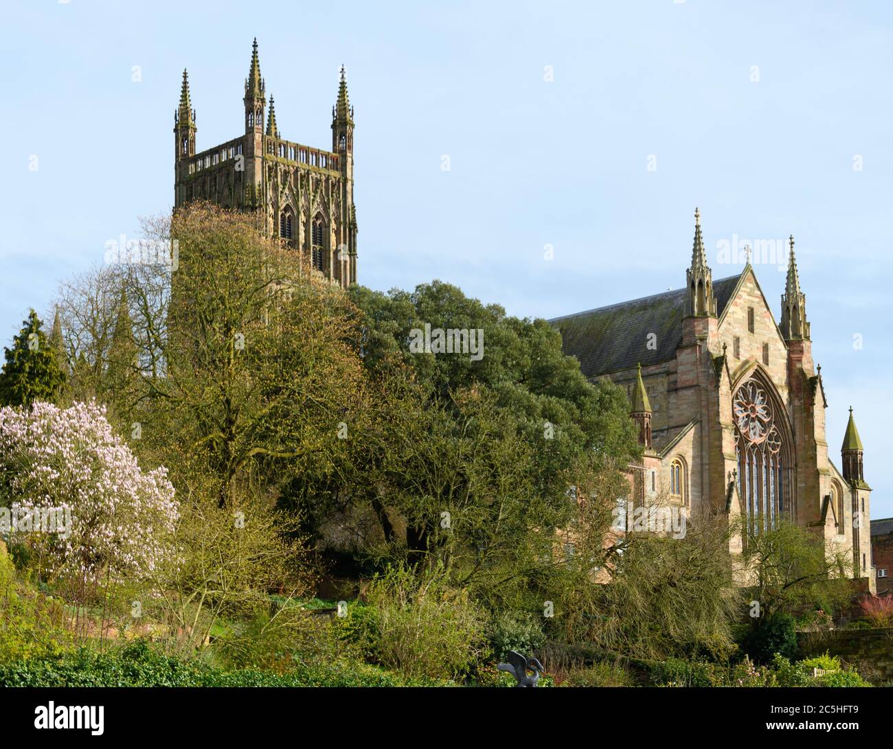 A photo of Worcester Cathedral in the sunshine Stock Photo - Alamy