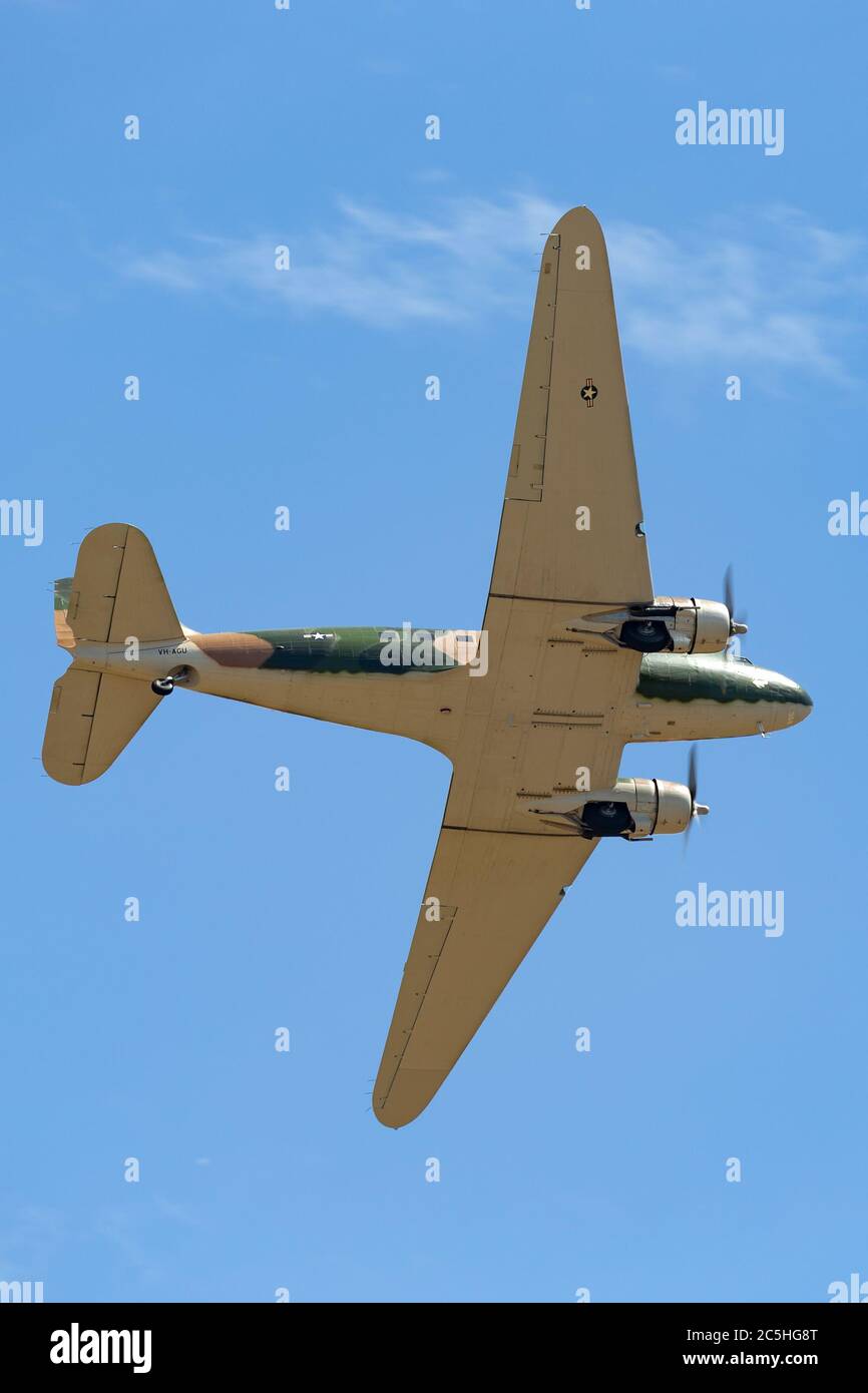 Former United States Air Force Douglas C-47B twin engine aircraft used during the Vietnam War for missions from counter insurgency to general cargo tr Stock Photo