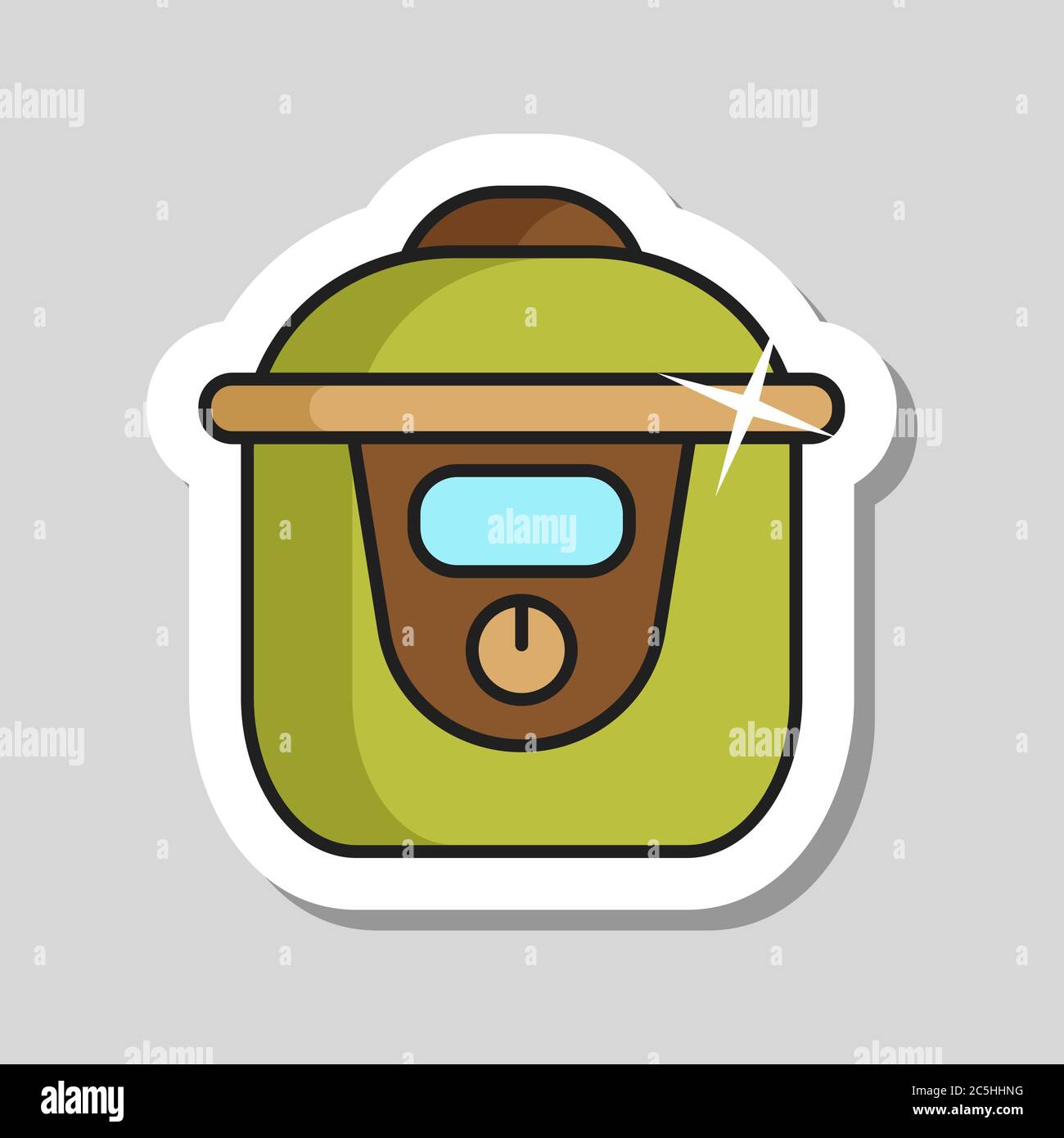 Slow cooking crock pot vector icon. Electric kitchen appliance. Graph ...