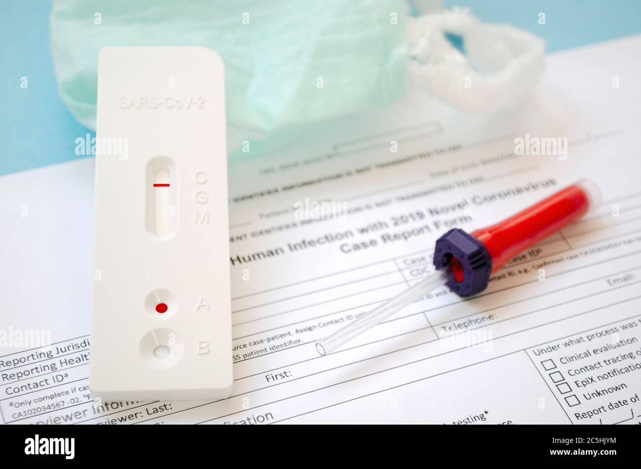 Lab performing rapid diagnostic test for antibodies to detect presence