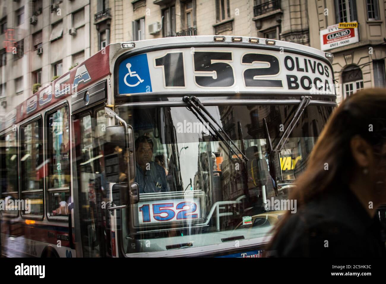 Argentine bus in the streets of Buenos Aires Stock Photo