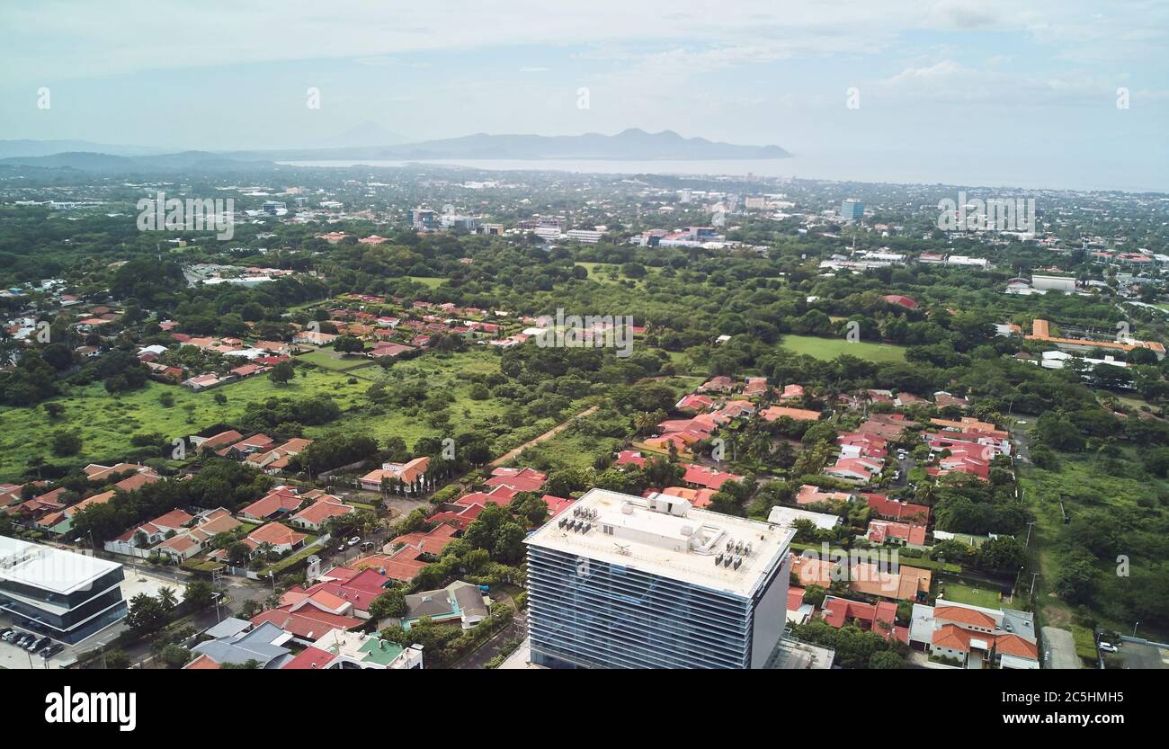 Cityscape of Managua city in central america aerial above view Stock Photo