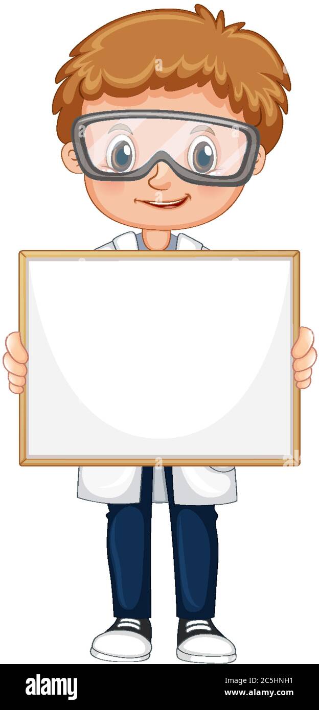 Blank sign template with cute boy on white background illustration ...