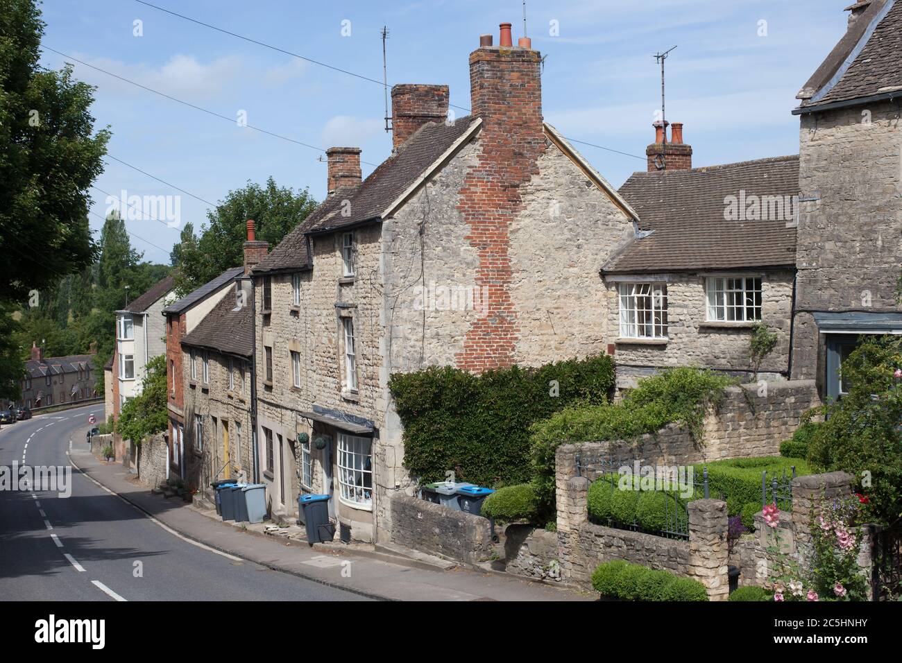 Residential houses on Oxford Street in Woodstock, Oxfordshire in the UK Stock Photo