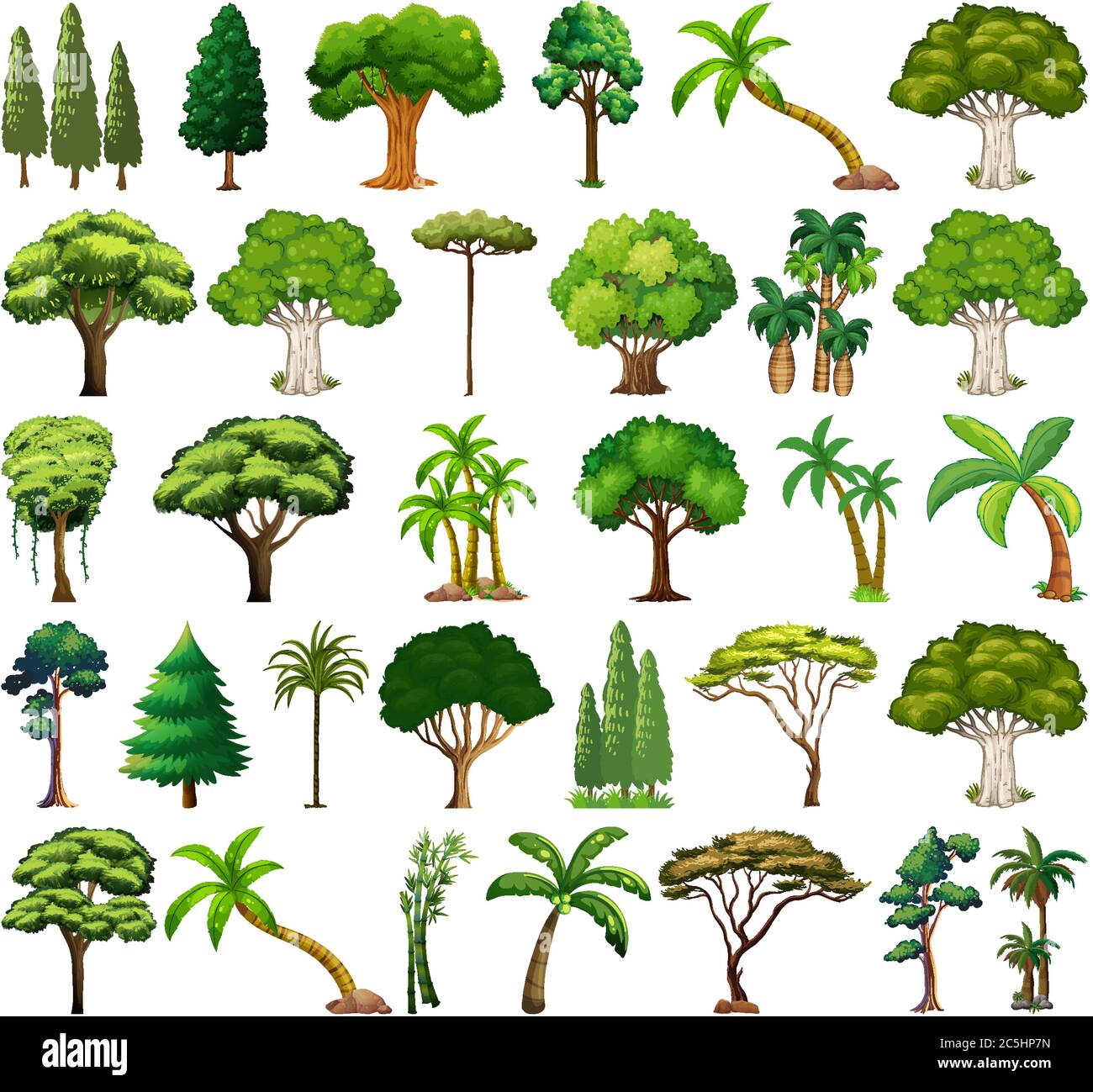 Set of variety plants and trees illustration Stock Vector Image & Art ...