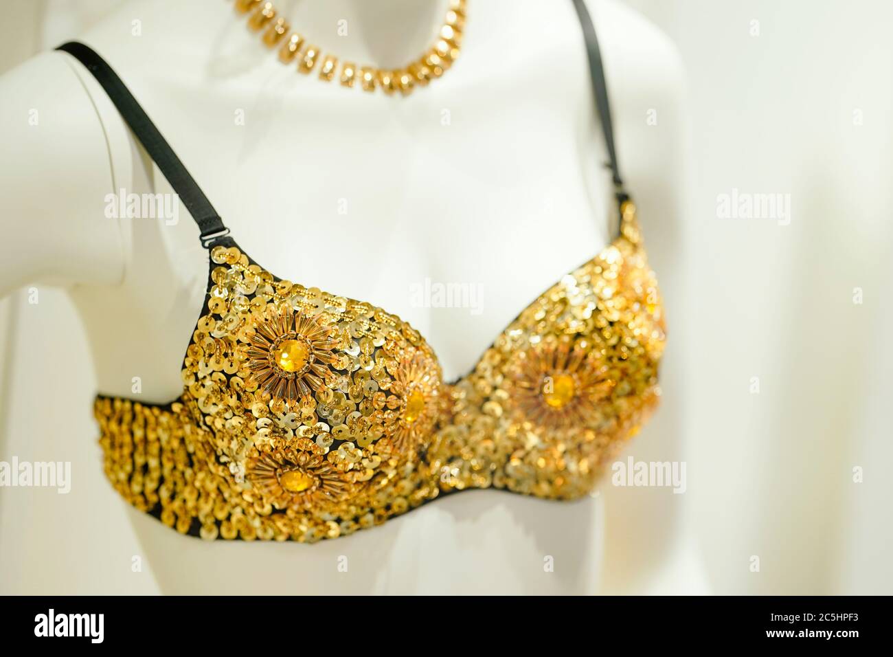 Bad Rappenau, Germany. 03rd July, 2020. A bikini by the Brazilian actress  and singer Carmen Miranda stands in a display case during a press tour  before the opening of the bikini museum.