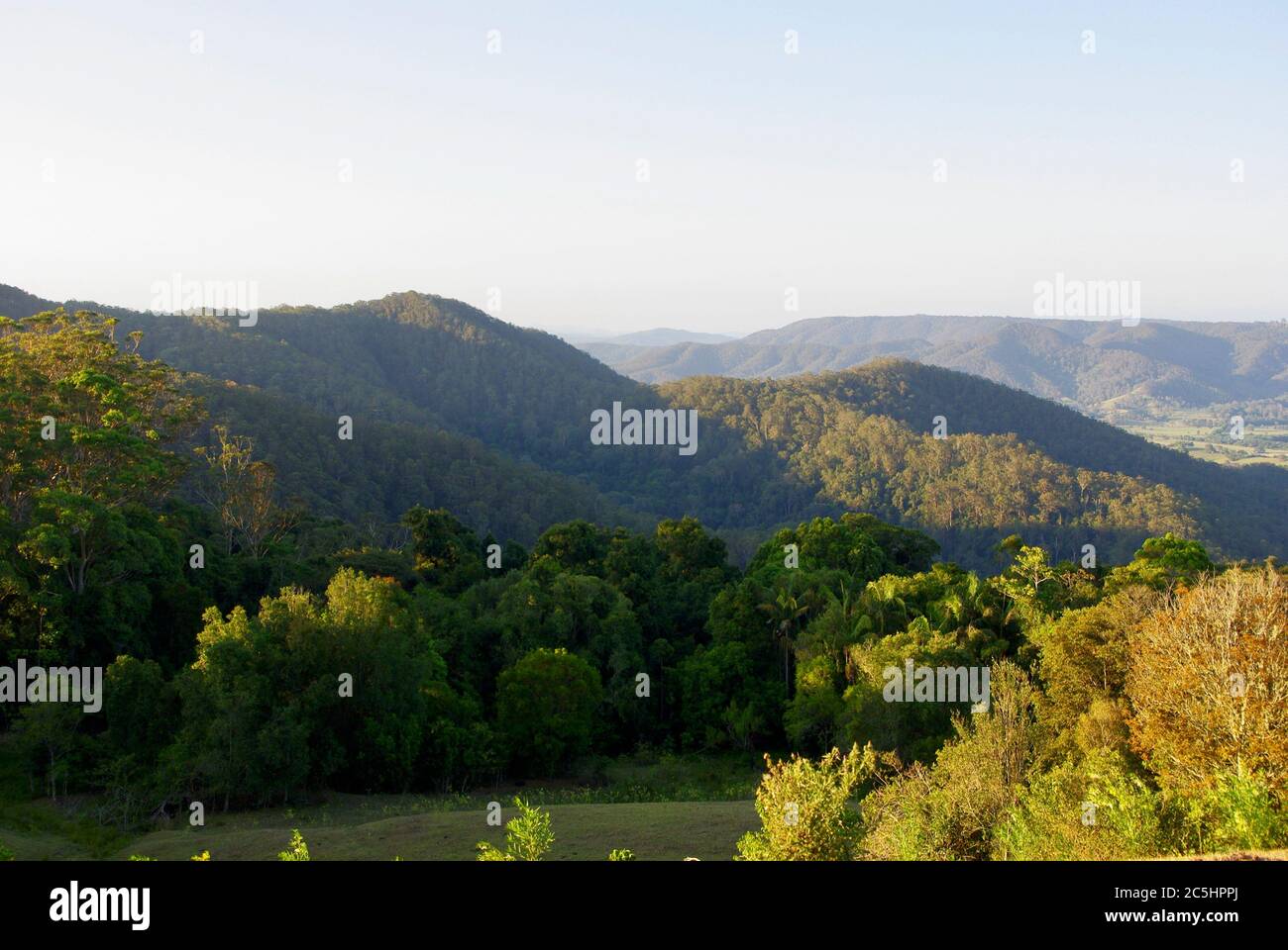Looking across Obi Obi Valley from Maleny Blackall Ranges Stock Photo
