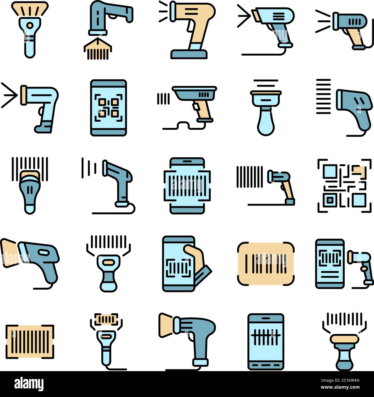 Barcode scanner icons vector flat Stock Vector Image & Art - Alamy