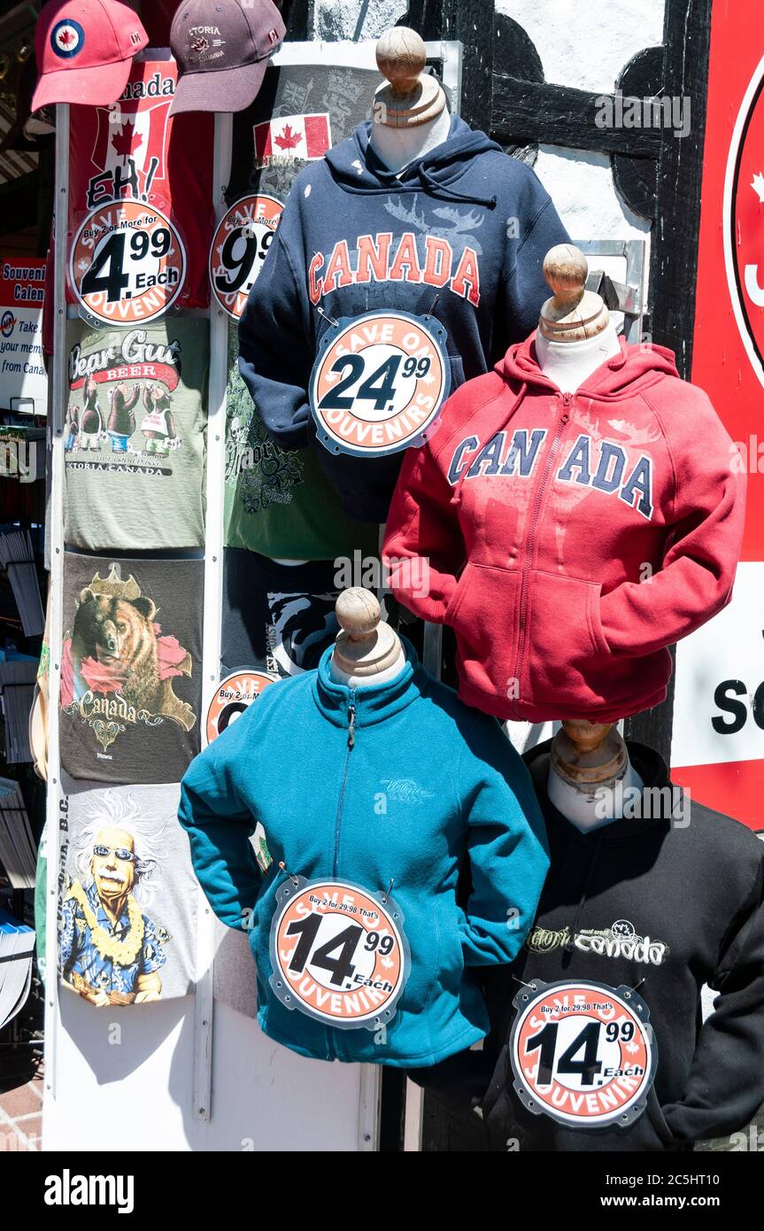 Souvenirs on sale at a souvenir shop in Victoria, Vancouver Island, , British Columbia, Canada