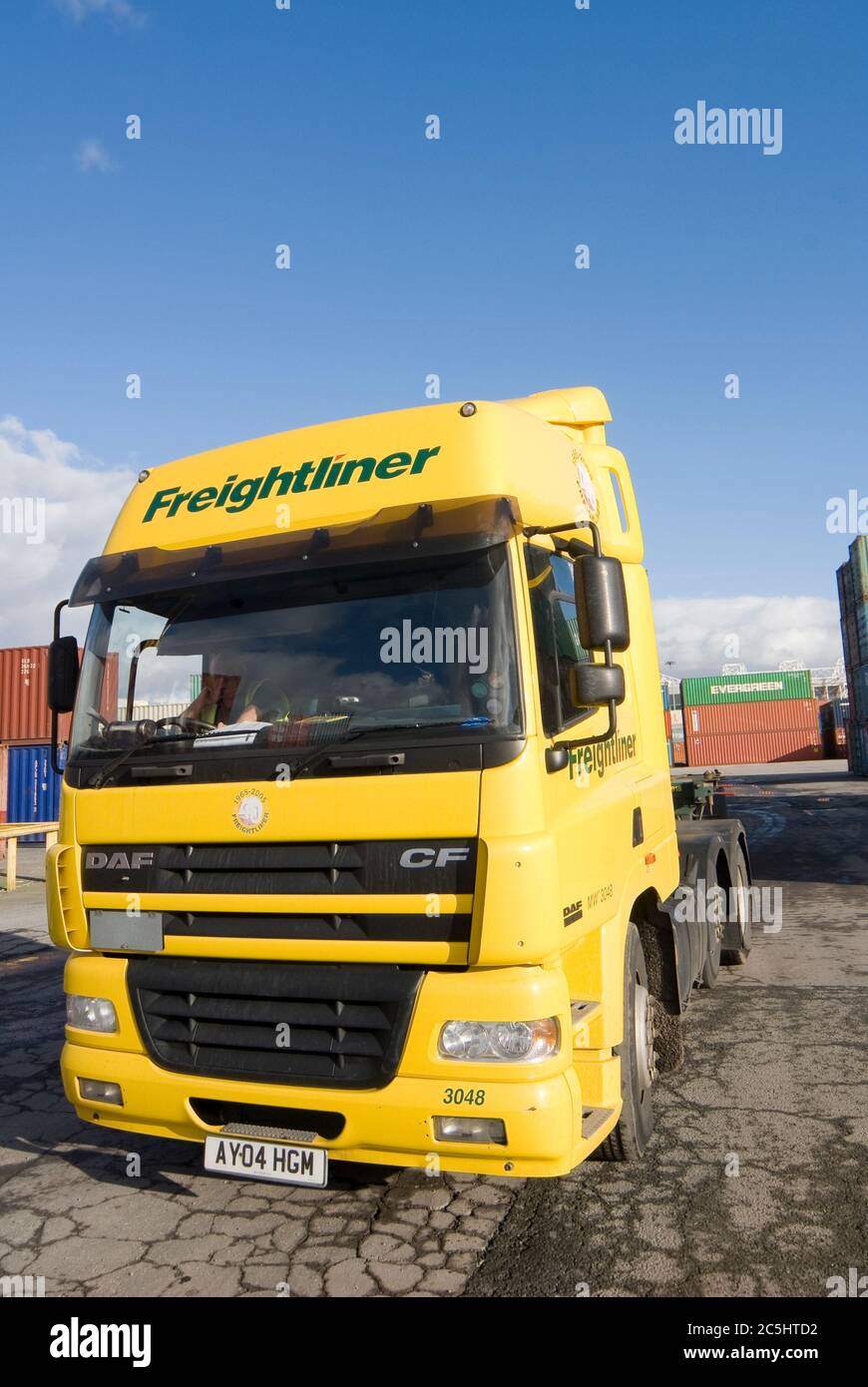 Freightliner lorry at Manchester Euroterminal, Trafford Park, Manchester, England. Stock Photo