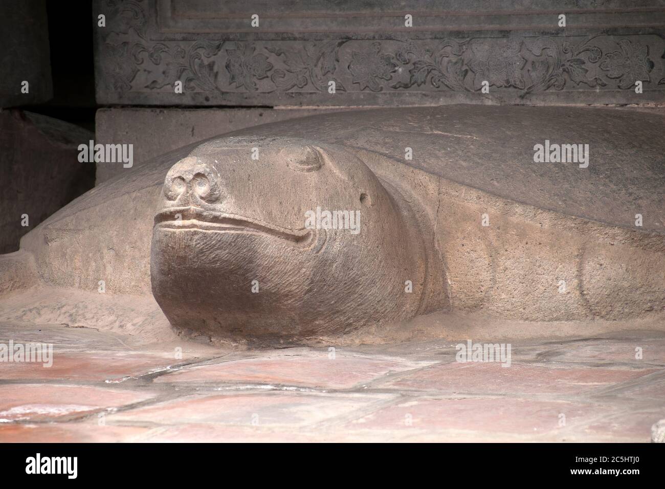 Hanoi Vietnam, turtle steles with the names of those successful at the royal exams from 14th century, at the temple of literature Stock Photo