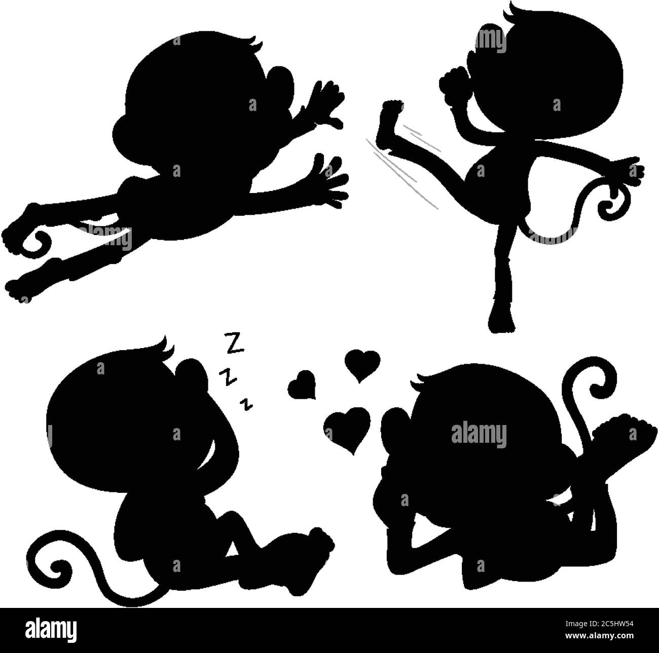 Set of monkey silhouette illustration Stock Vector Image & Art - Alamy