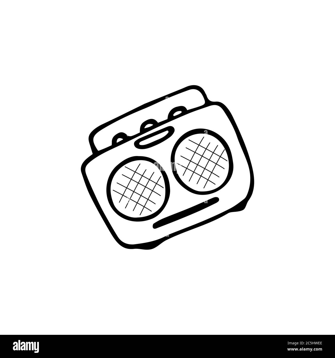 Single hand-drawn radiola icon. Musical symbol. Vector Stock Vector