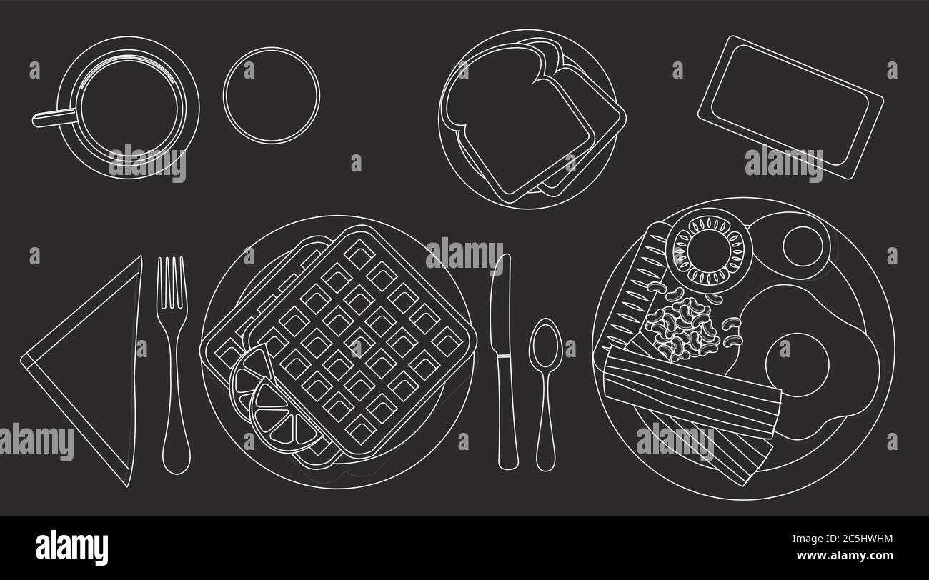 Vector Black and white Illustration of a Breakfast Stock Vector Image ...