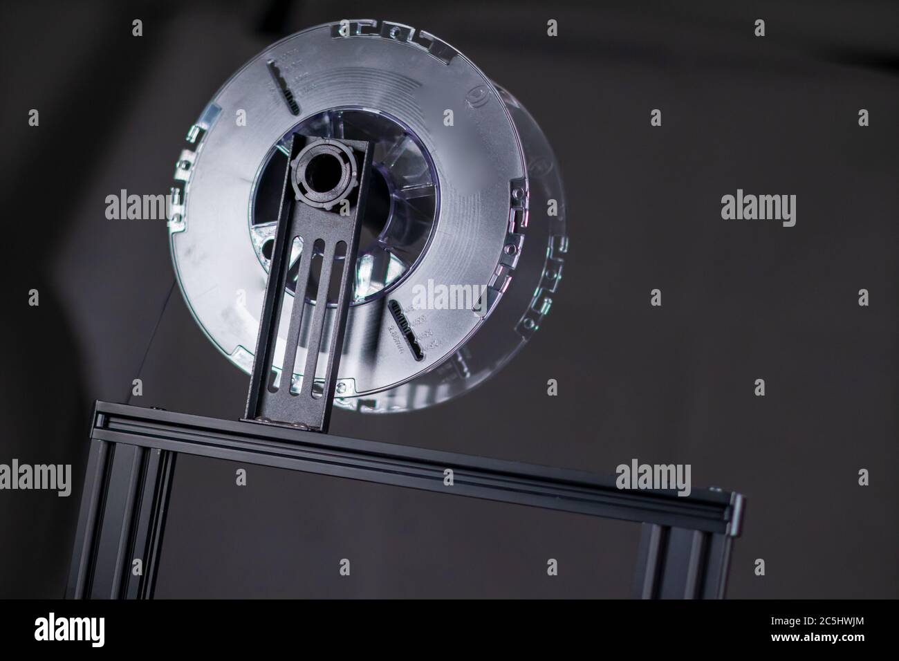Filament for 3D Printer beeing used for printing. Stock Photo