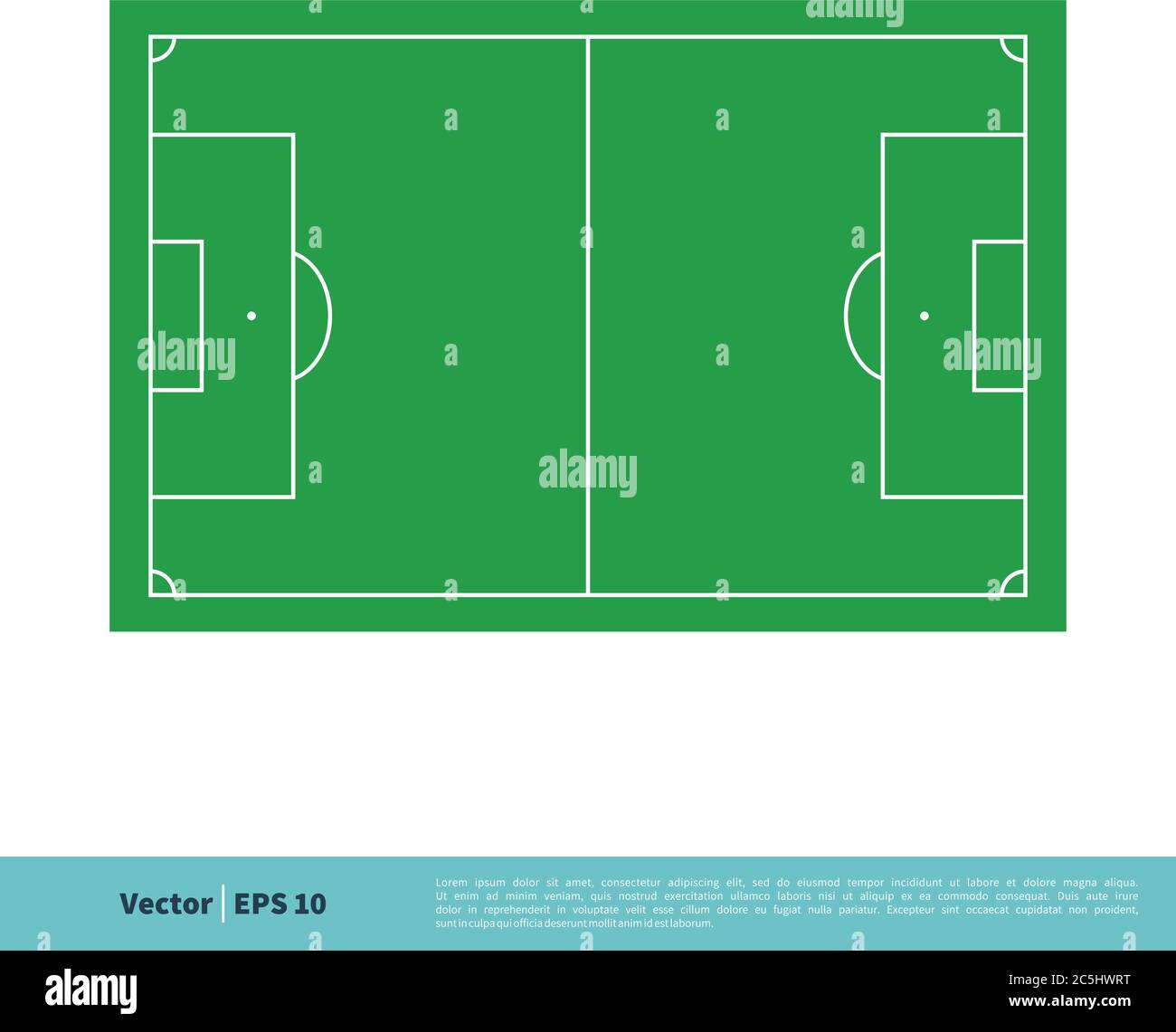 Soccer Field, Football Field Top View Vector Template Illustration