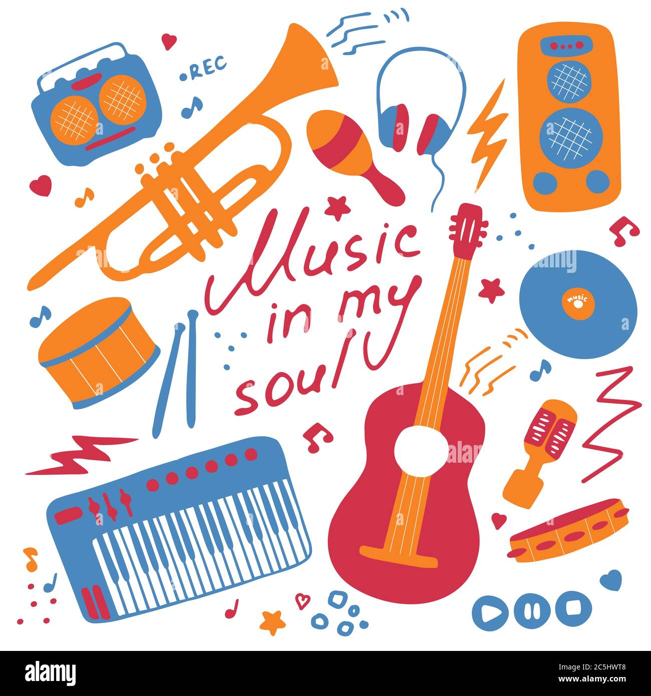 Set of musical emblem. Flat illustrations for digital and print ...