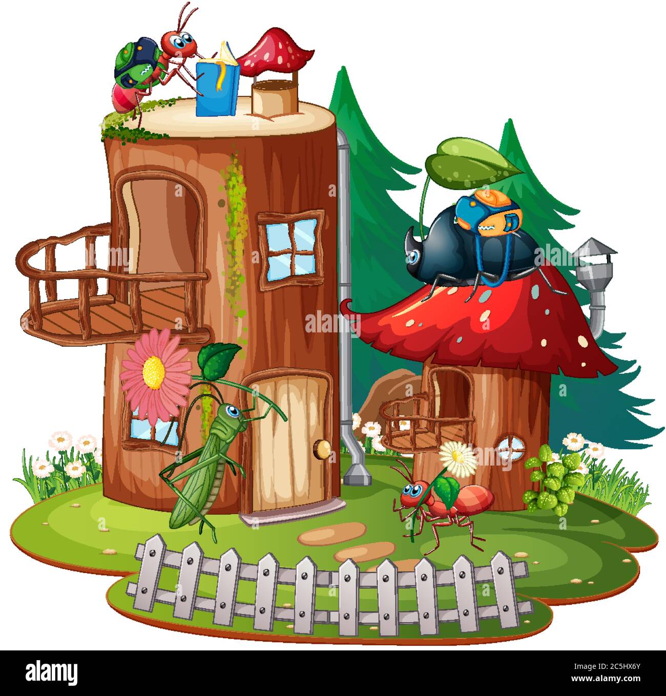 Happy insect at their fantasy house illustration Stock Vector Image ...