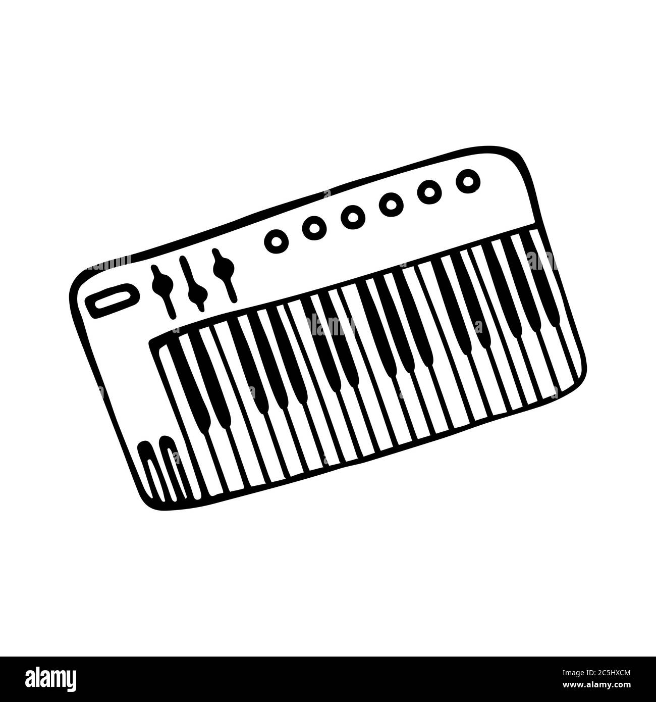 Single handdrawn synthesizer icon. Symbol of a musical instrument