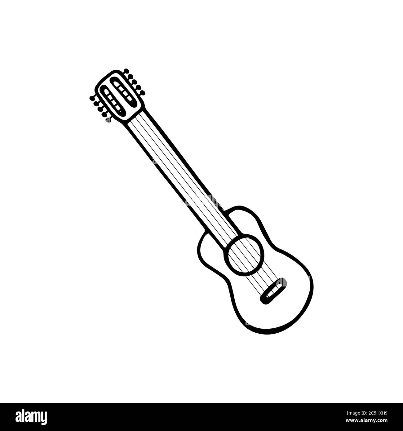 Single handdrawn ukulele icon. Symbol of a musical instrument. Vector