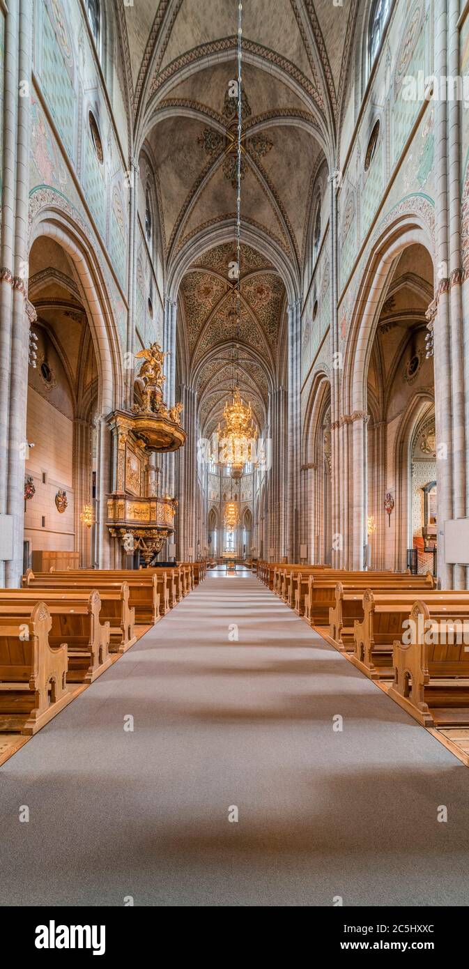 Interior view of the Uppsala Cathedral (Domkyrka). Uppsala, Sweden, Scandinavia. Stock Photo