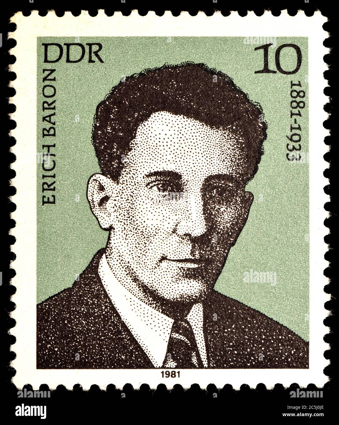 East German postage stamp (1981) : Erich Baron (1881 - 1933 ) German lawyer, journalist and anti-fascist Stock Photo