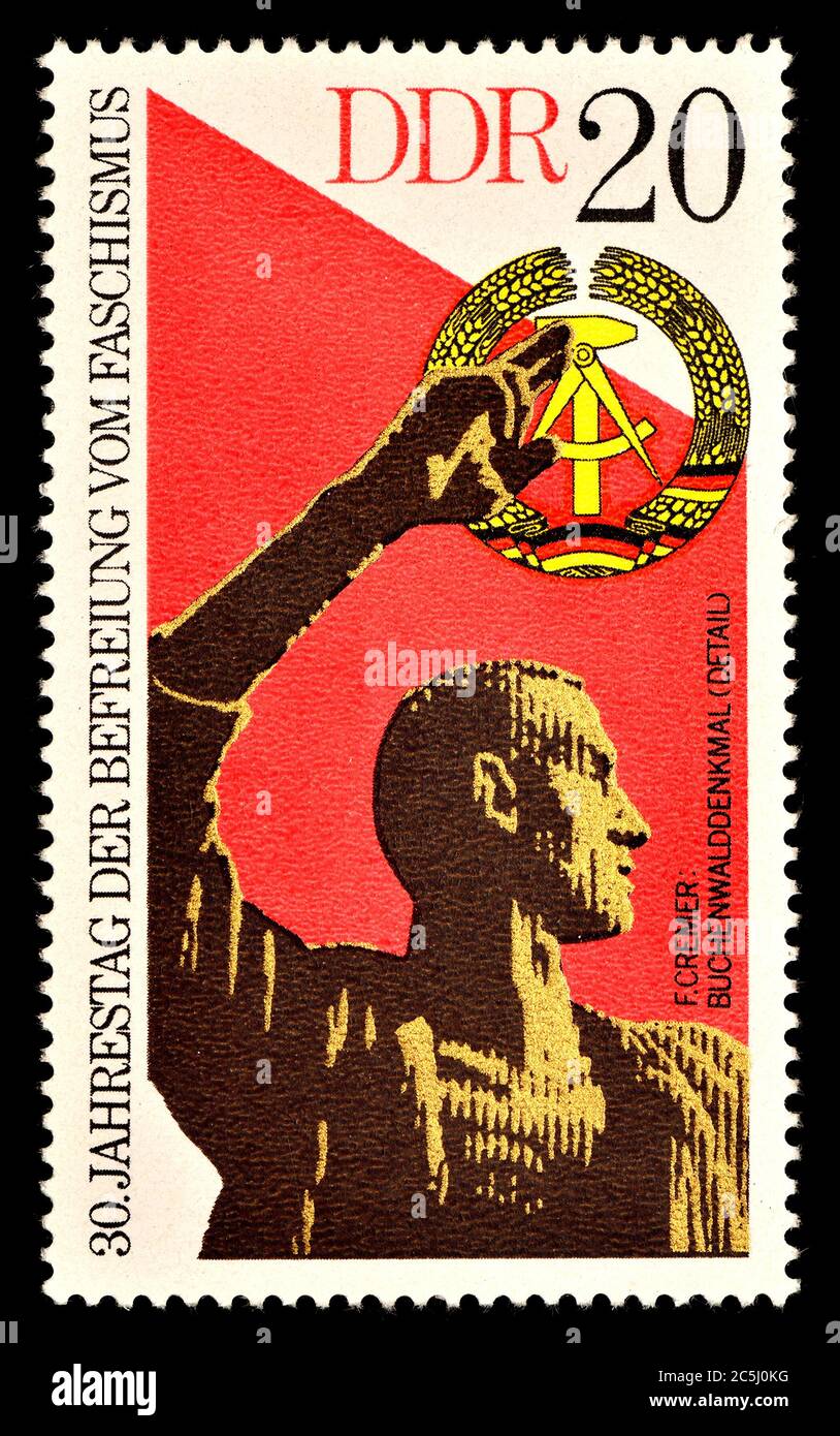 East German postage stamp (1975) : 30th Anniversary of Freedom from Fascism. Buchenwld Memorial Stock Photo