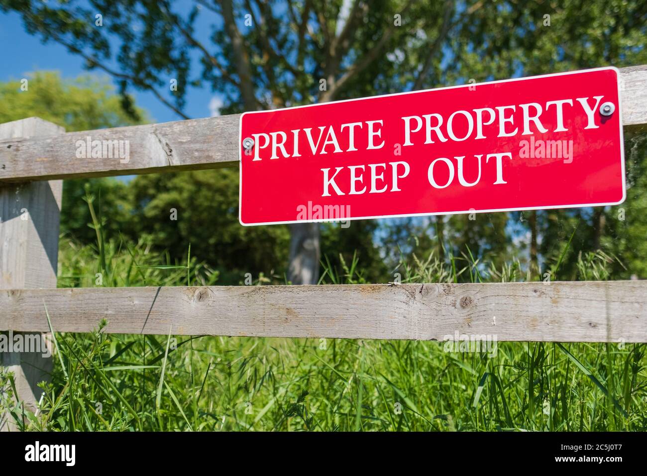 Fence Sign Private Property High Resolution Stock Photography and
