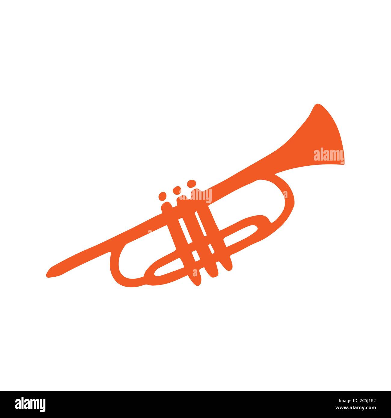 Single trumpet icon. A wind instrument. Icon for print and digital. A ...