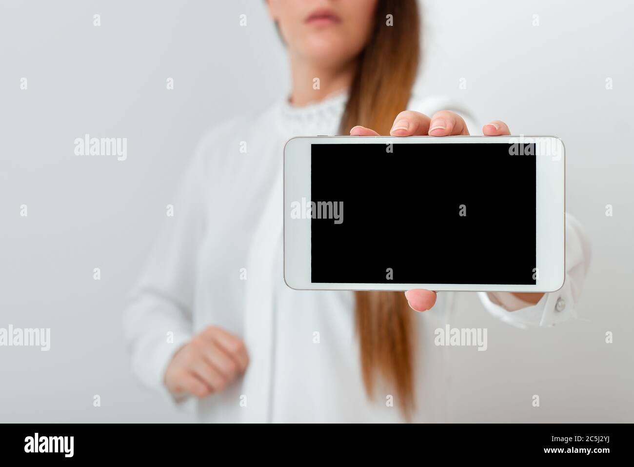 Interested Screen Model Displaying Black Screen Modern Smartphone Mock-Up For Personal ...