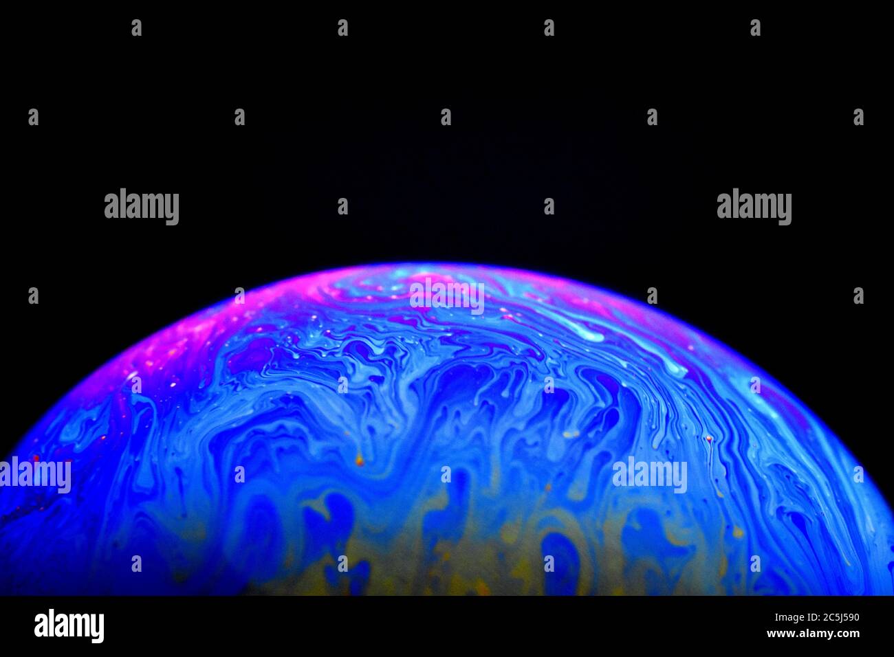 Color pattern of soap bubble. Macro. Abstract. Concept. Stock Photo