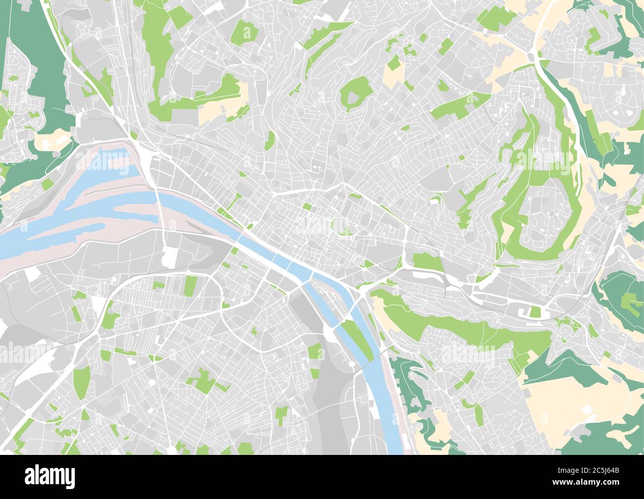 vector city map of Rouen, France Stock Vector