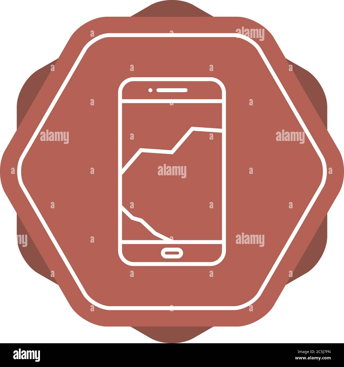 Unique Broken Cell Phone Vector Line Icon Stock Vector