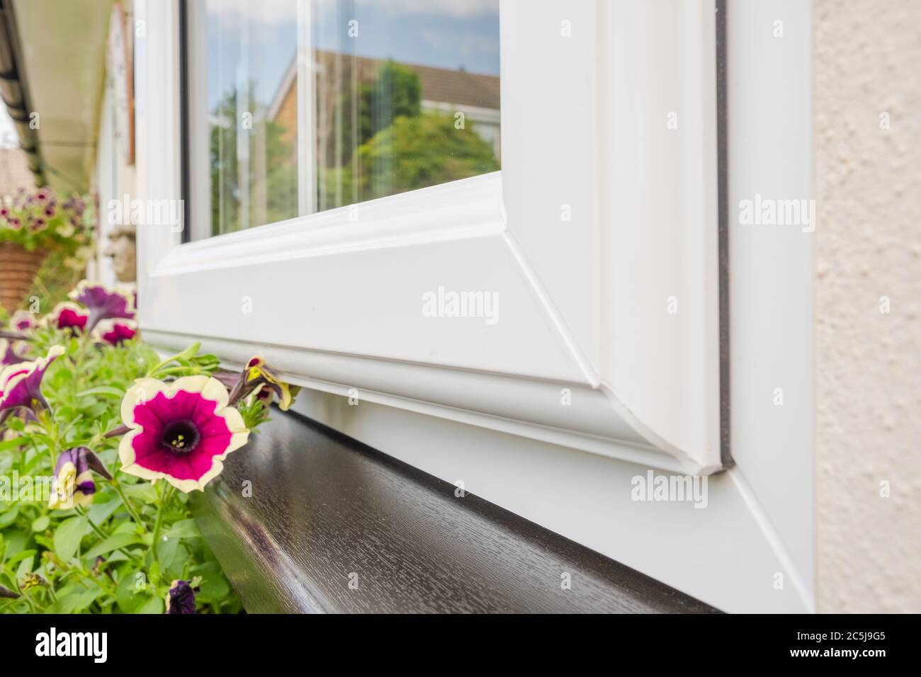 Brand new installed double glazing windows seen installed on a house