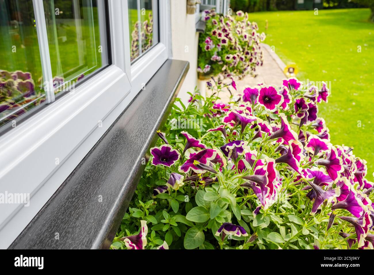 Brand new installed double glazing windows seen installed on a house