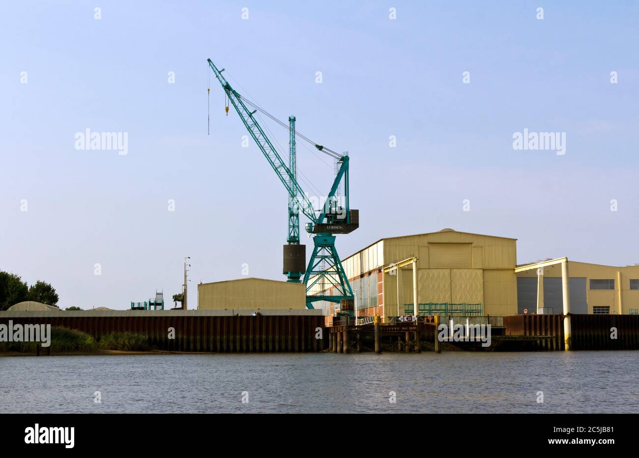 Lürssen Shipyard on River Weser, Vegesack, Bremen, Germany Stock Photo