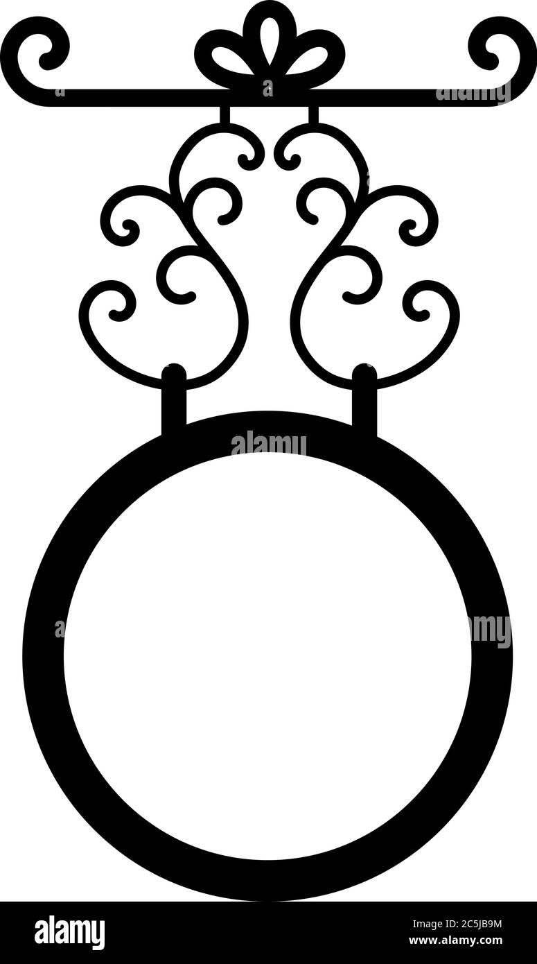 Tavern sign, metal frame with curly elements. Stock Vector