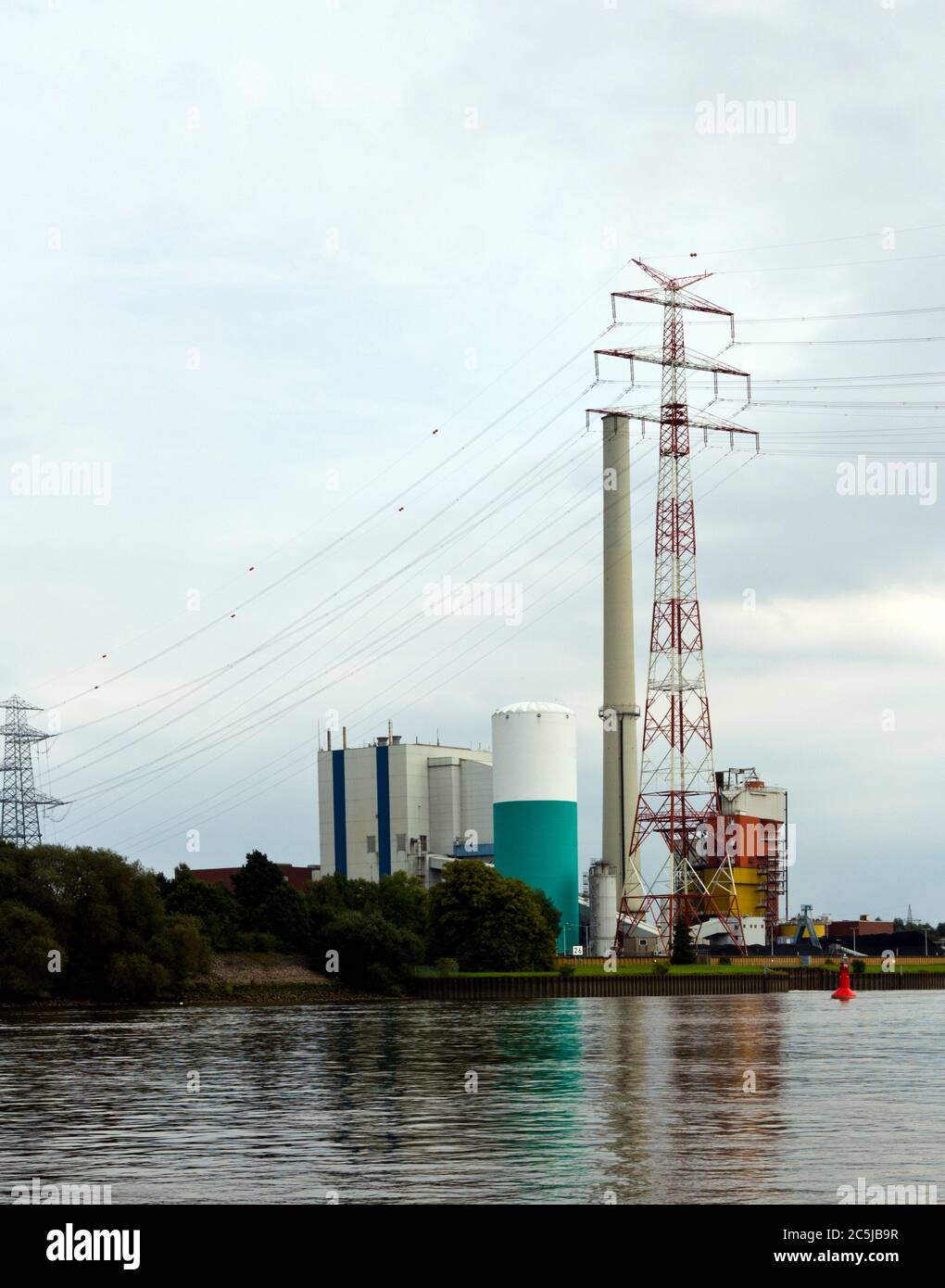 Power Station Farge on the banks of River Weser, Bremen, Germany Stock Photo