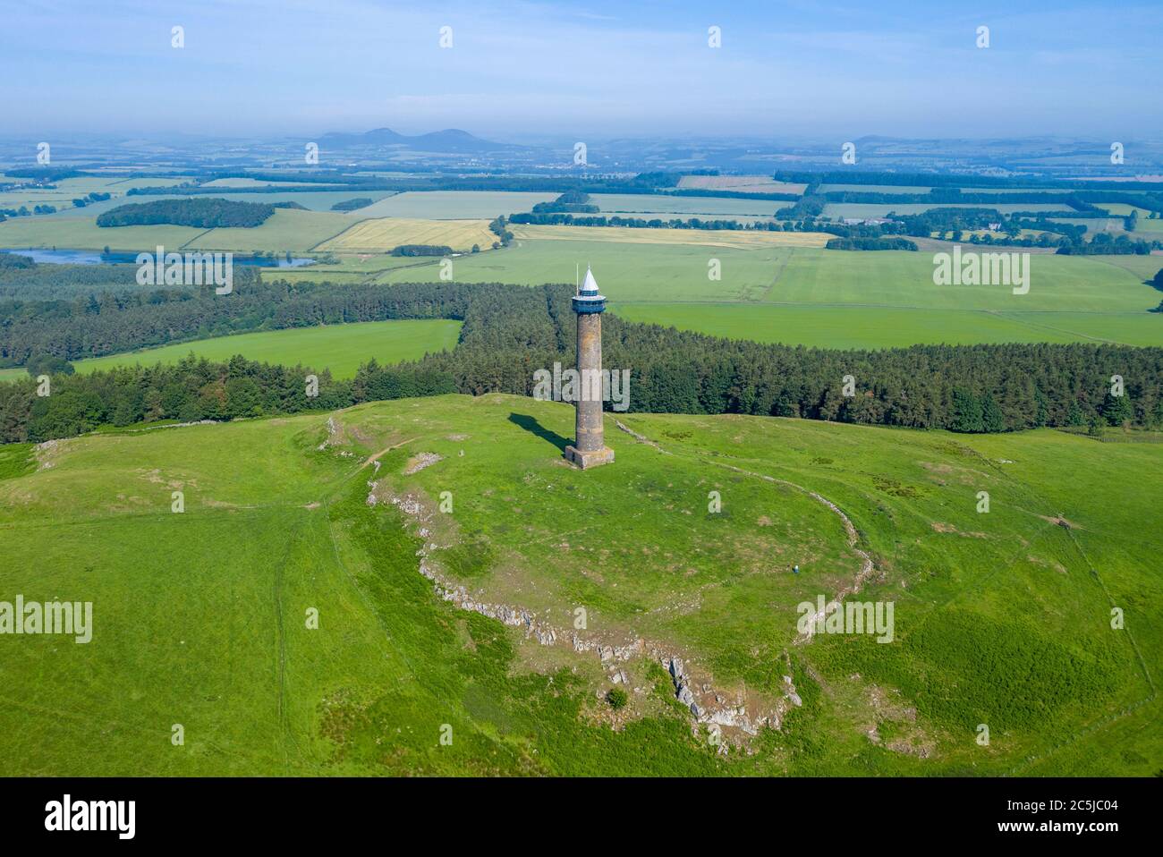 The Waterloo monument Peniel Heugh in the Scottish Borders is a 150-foot tower, built between 1817 and 1824 to commemorate the Battle of Waterloo. Stock Photo
