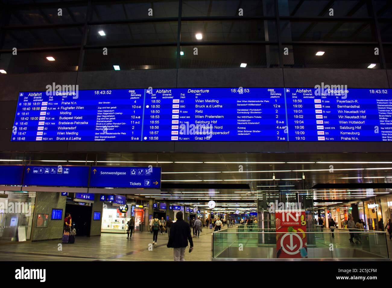 Austrians people and foreign travelers walking waiting and look check train  schedule information board in terminal of Wien Hauptbahnhof main railway s  Stock Photo - Alamy