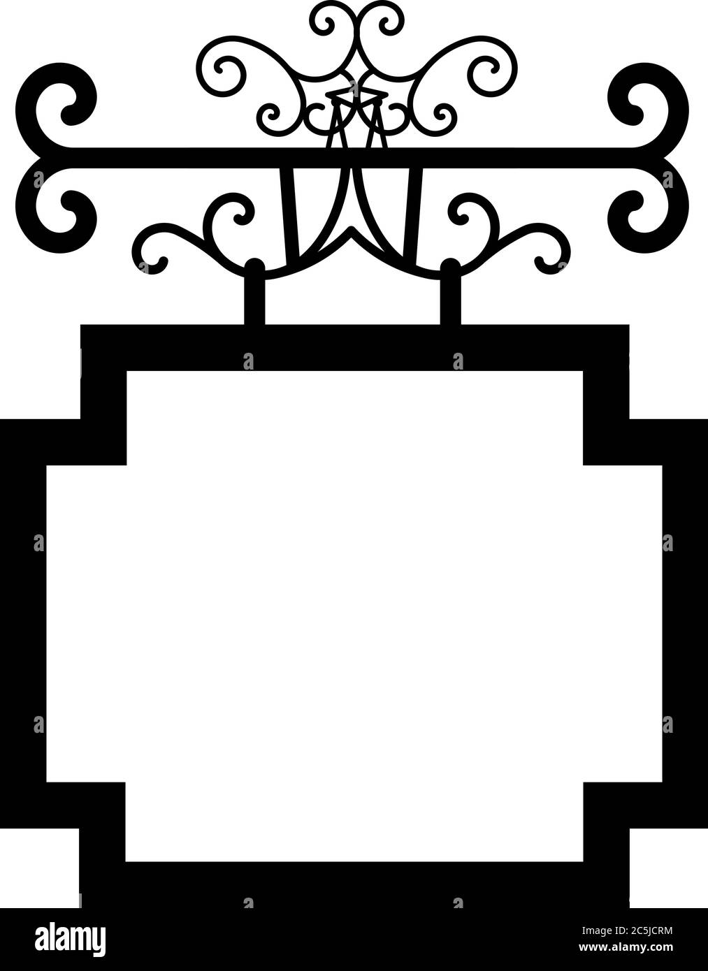 Tavern sign, metal frame with curly elements. Stock Vector