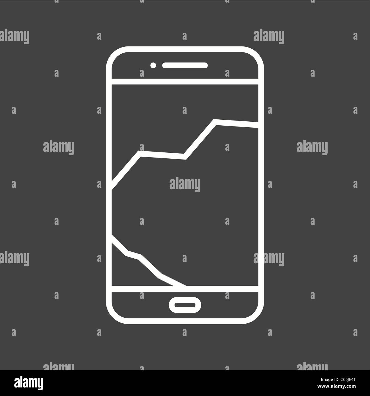 Unique Broken Cell Phone Vector Line Icon Stock Vector