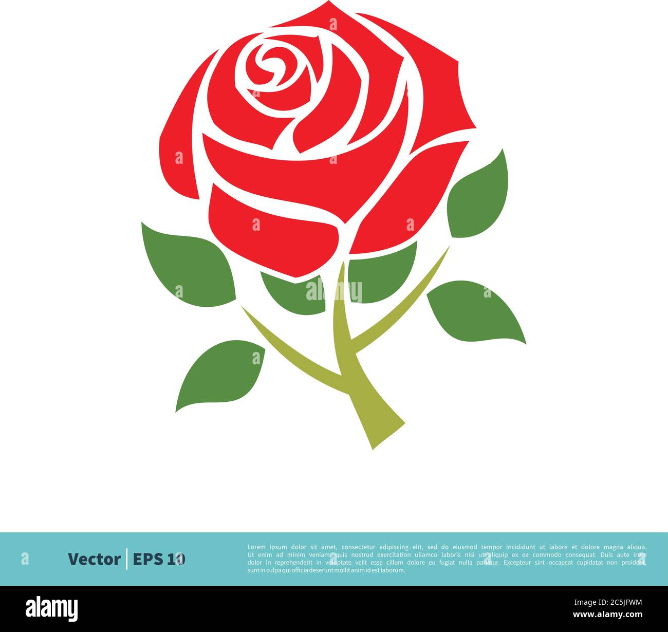 Red Rose Flower Icon Vector Logo Template Illustration Design. Vector EPS 10. Stock Vector