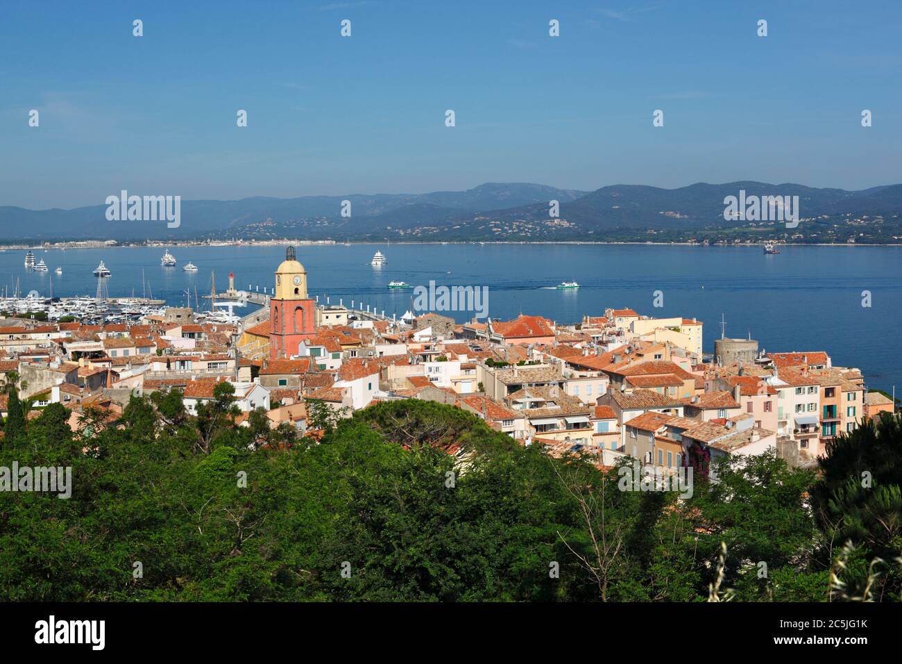 View over old town, Saint-Tropez, Var, Provence-Alpes-Cote d'Azur, France, Europe Stock Photo
